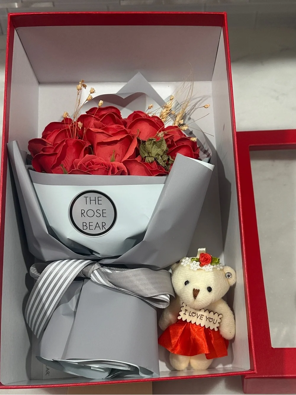 Silk Rose Bouquet Gift Set - your choice Red or Pink